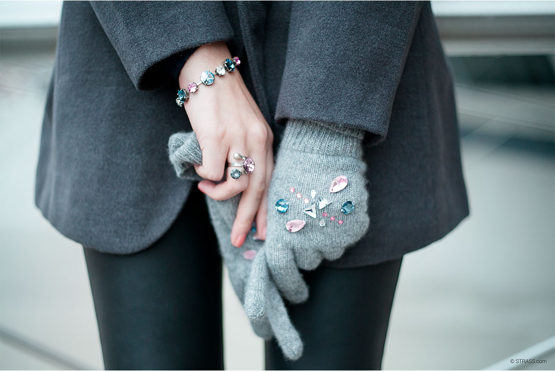 Strick und Kristalle im Winter